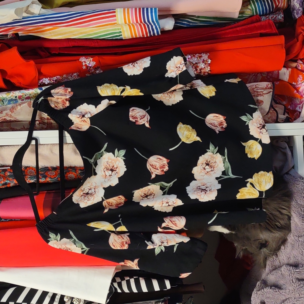 Black floral off the shoulder top
